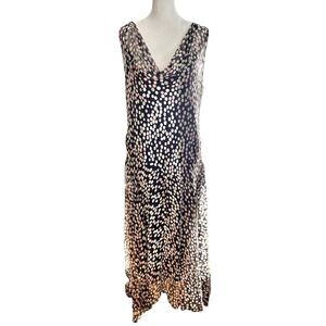 Y2K VTG Robbie Bee 100% Silk Polka Dot Midi Dress Fairy Retro Cocktail Size 18W